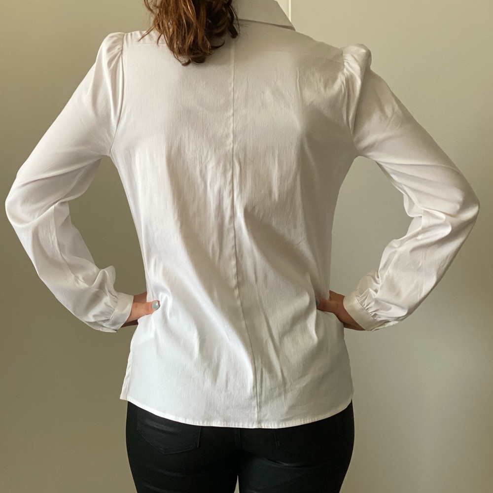 White Express Puff Shoulder Button Down - image 7